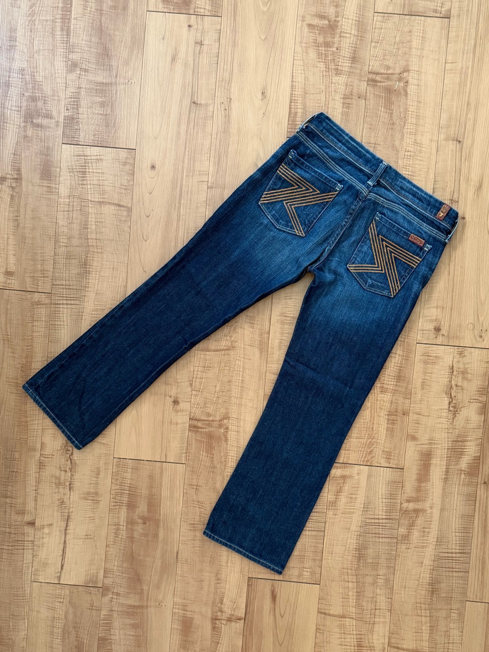 7 For All Mankind Low Rise Dark Blue Bootcut Capri Denim Jeans size 25 Y2K